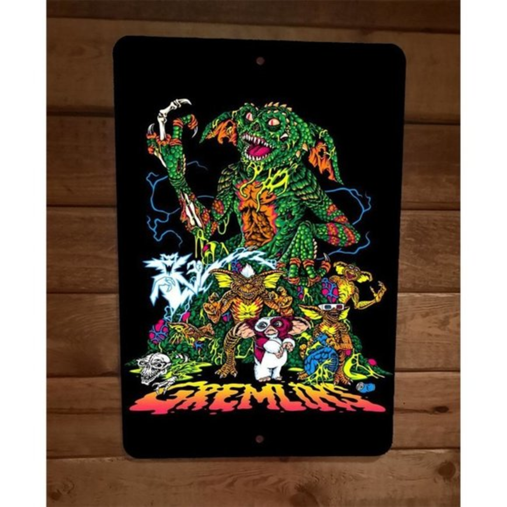 Gremlins Movie Artwork Gizmo Stripe 8x12 Metal Wall Sign Retro 80s Horror Comedy